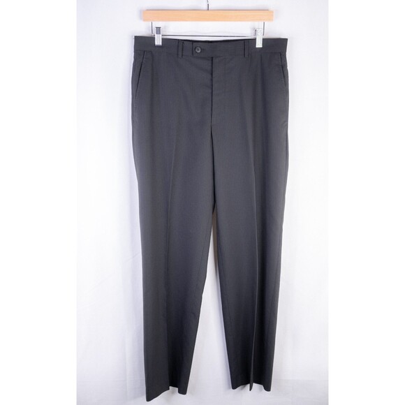 JF Ferrar 2-Pcs Suit Gray Modern Fit Jacket Blazer Sz 40L Pants 34X32 EUC Poly - Picture 13 of 16